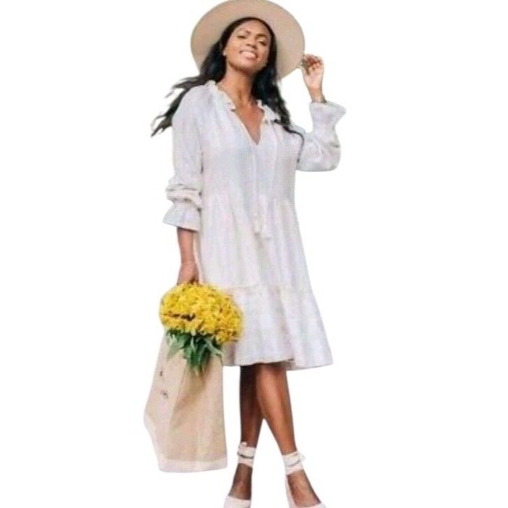 Maeve Anthropologie Midi Dress Womens S Tiered Cottage Boho Yellow Dominique